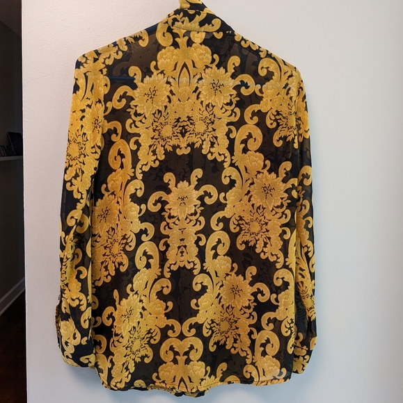 Damask Pattern Sheer Blouse - Picture 3 of 6